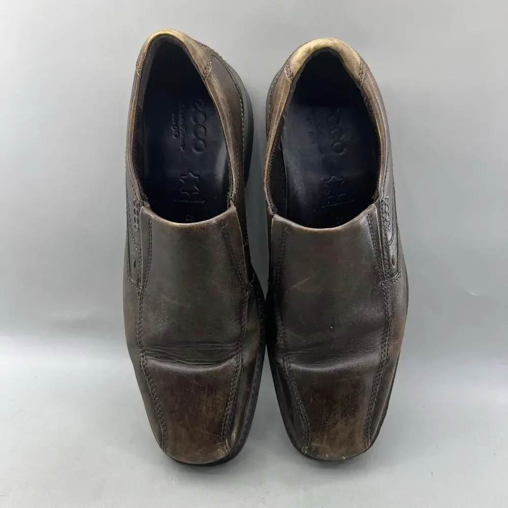 ECCO New Jersey Loafers Oxford Men Size 9 Brown Leather Comfort Square Toe Shoes